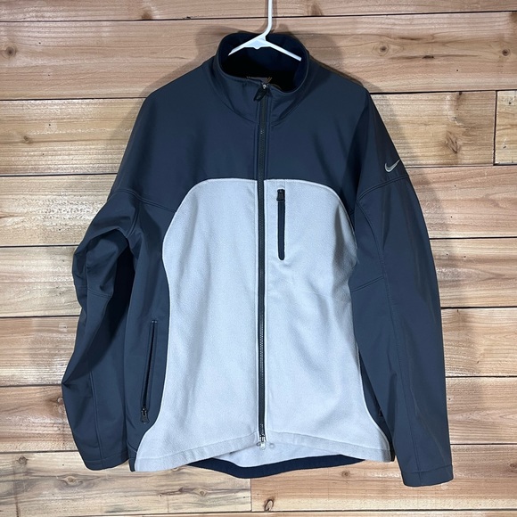 Nike Fleece & Soft Shell Jacket, Mens L, Grey / Blue - Picture 1 of 8